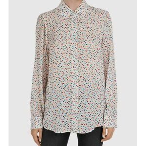 NWT Size 1 The Kooples Paris Heart Print Button‎ Down Shirt Long Sleeve Top